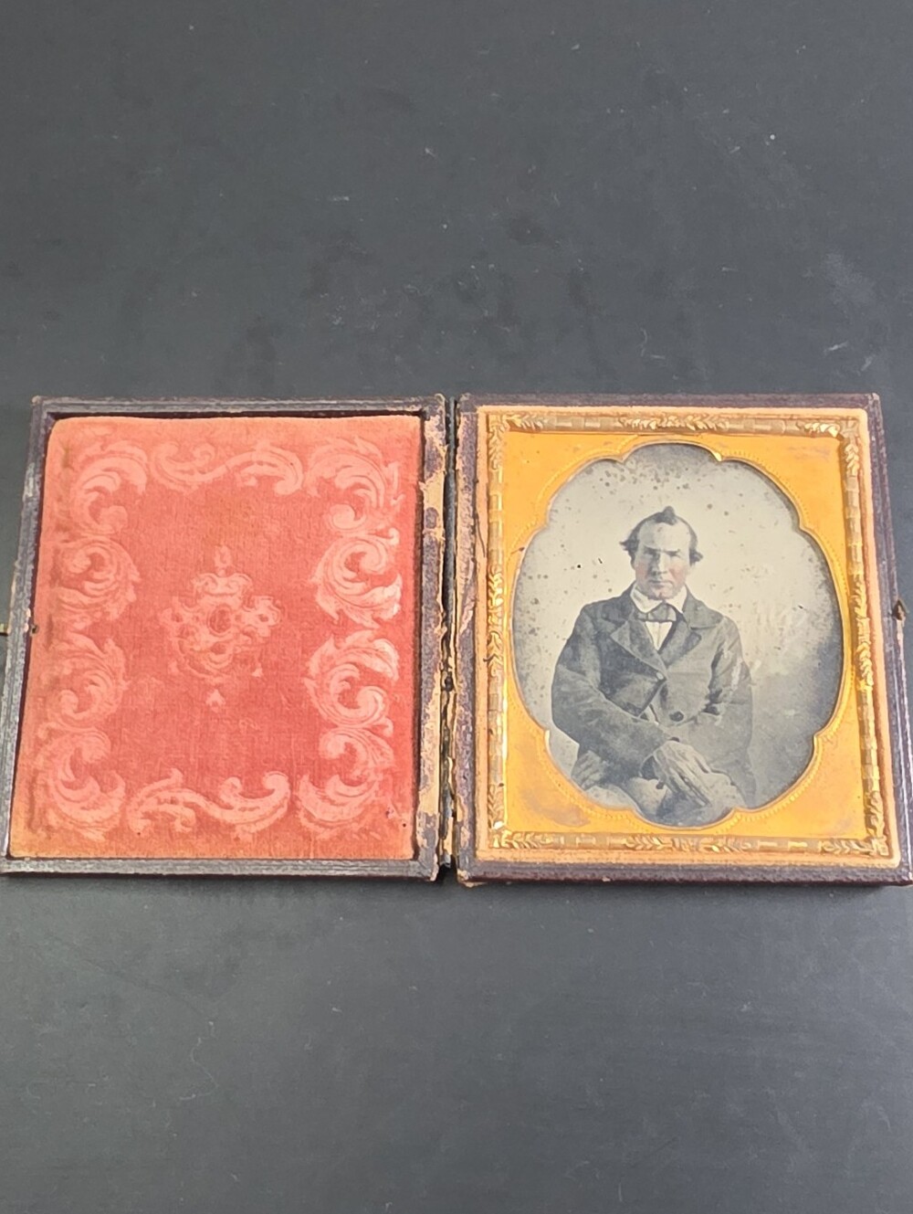 Vintage Photo Case with Tintype Portrait - Black and Gold